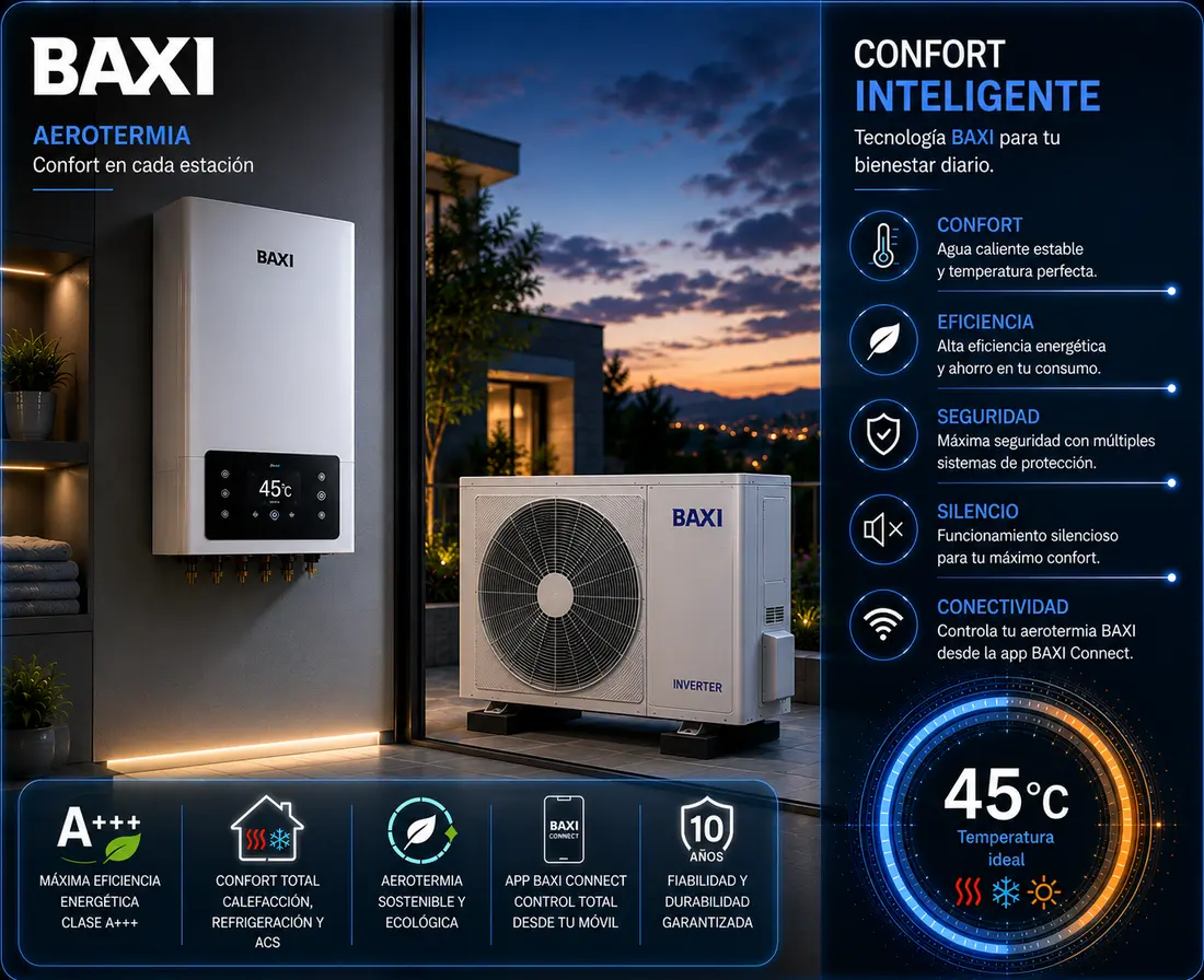 Aerotermia BAXI — códigos de error, averías y servicio técnico Don SAT en Madrid y Guadalajara