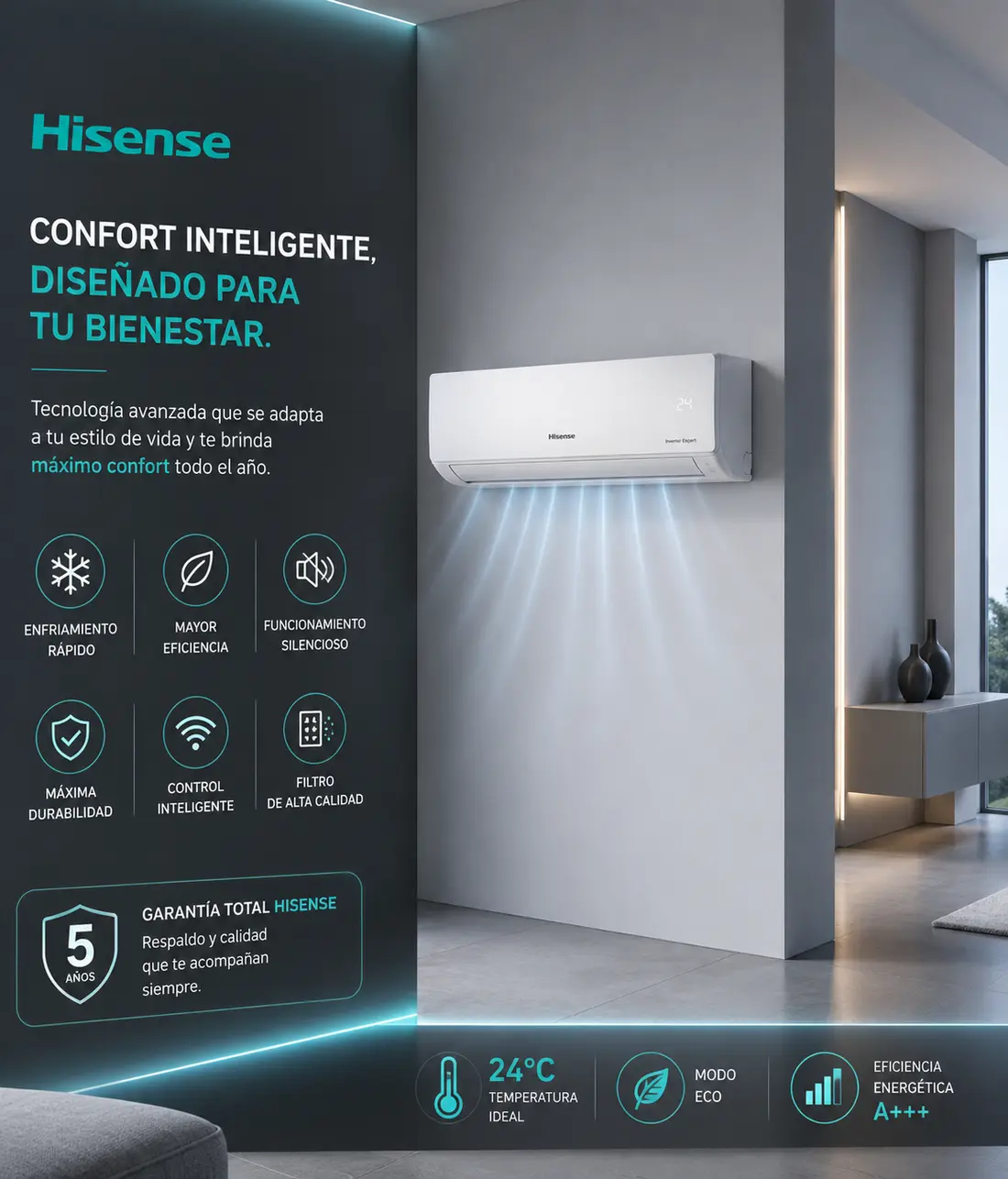 Aire acondicionado Hisense — códigos de error, averías y servicio técnico Don SAT en Madrid y Guadalajara
