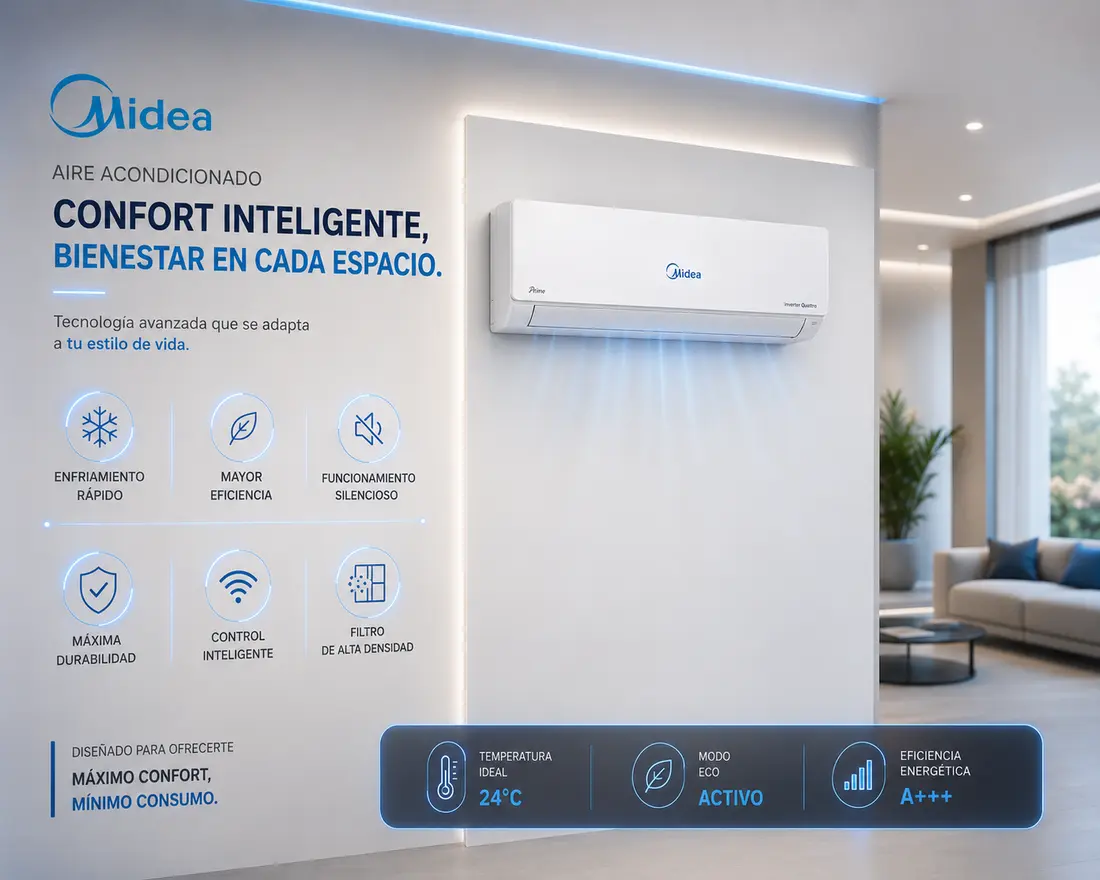Aire acondicionado Midea — códigos de error, averías y servicio técnico Don SAT en Madrid y Guadalajara